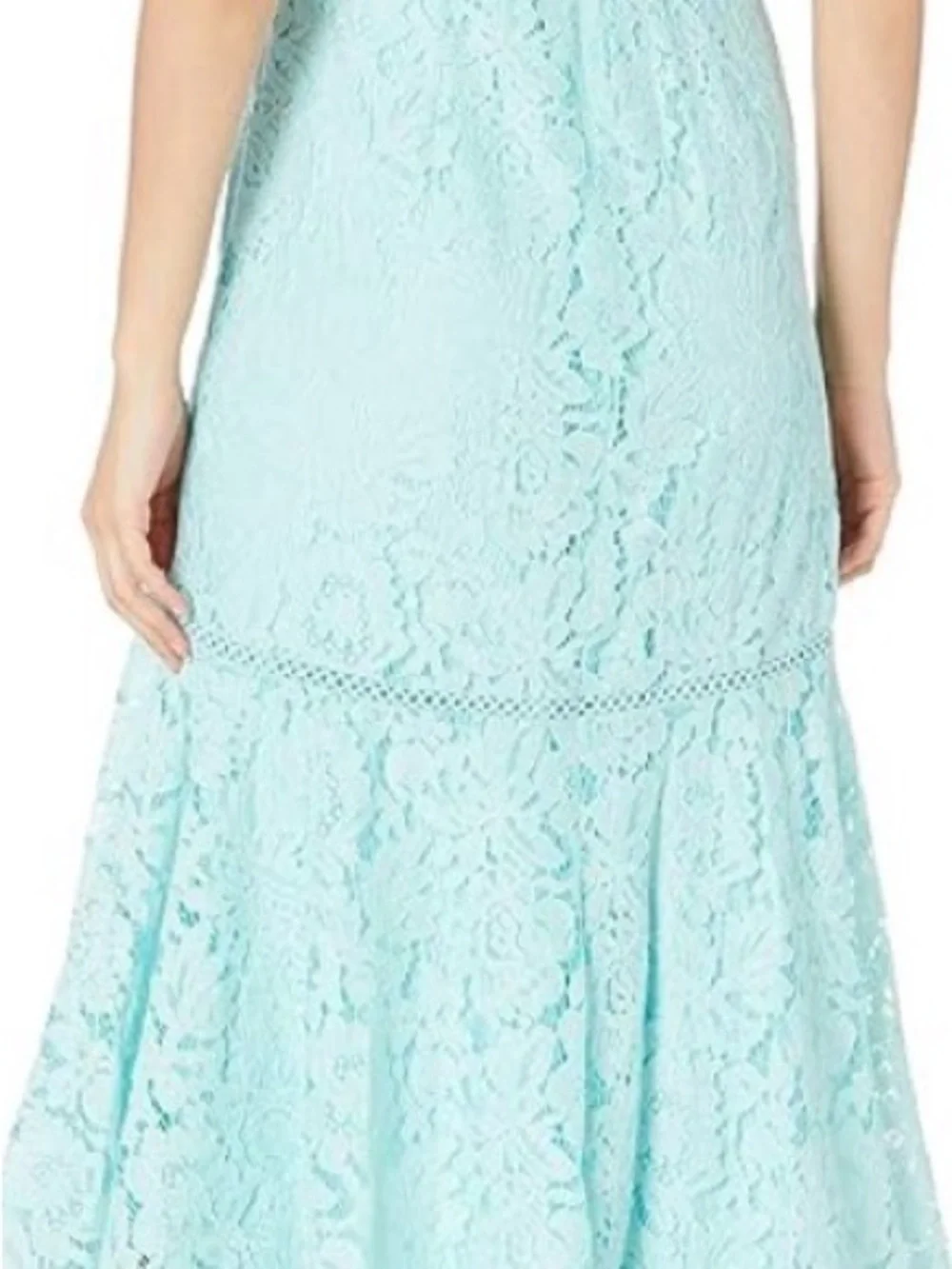 TAYLOR Sleeveless Lace High-Low Dress in Light Blue Sz 2